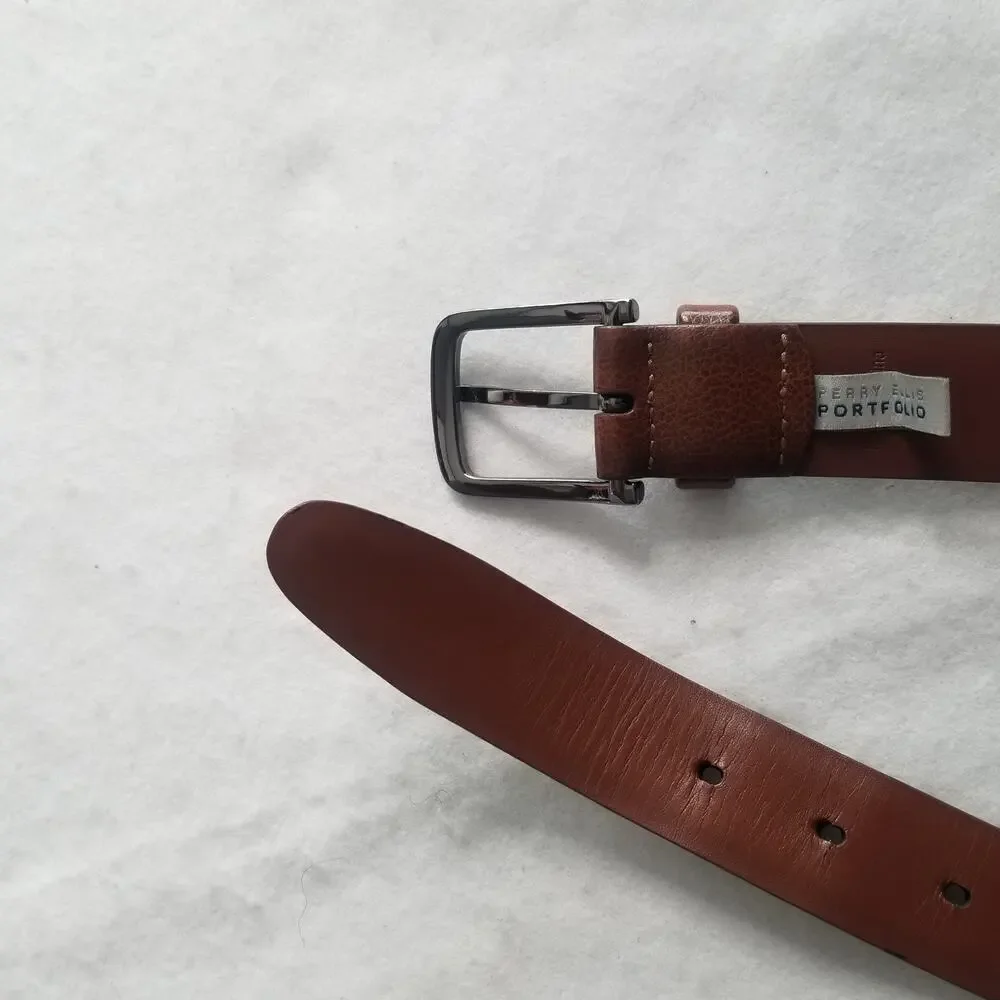 Perry Ellis Portfolio Leather Belt, Genuine Leather, Size 46/115